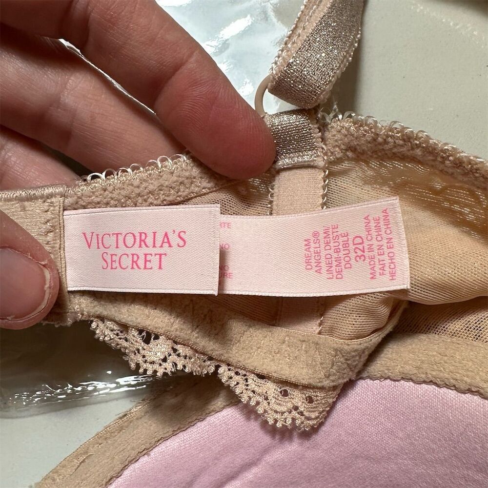 Victoria's Secret Beige Lace Balconette Bra M Underwire Adjustable Straps - Picture 2 of 5